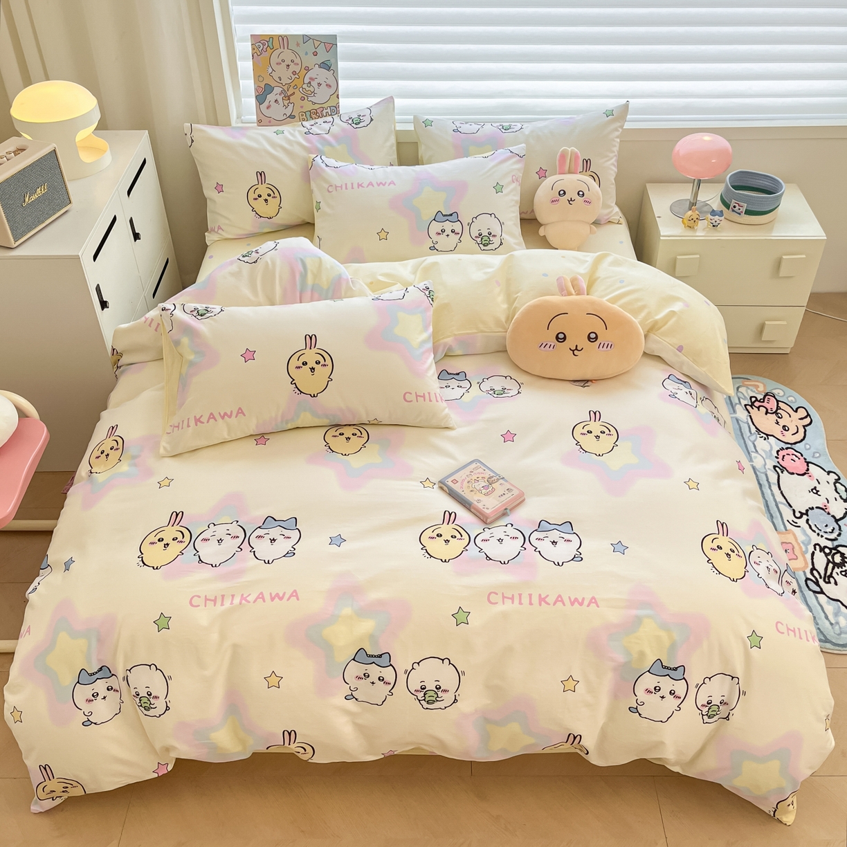 91家纺网 家纺一手货源 找家纺 暮思家居 2026新款正版授权吉伊卡哇全棉纯棉四件套 星星吉伊咔哇