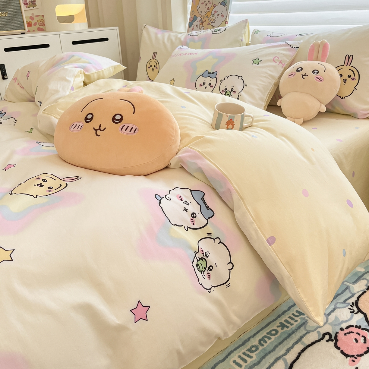 91家纺网 家纺一手货源 找家纺 暮思家居 2026新款正版授权吉伊卡哇全棉纯棉四件套 星星吉伊咔哇