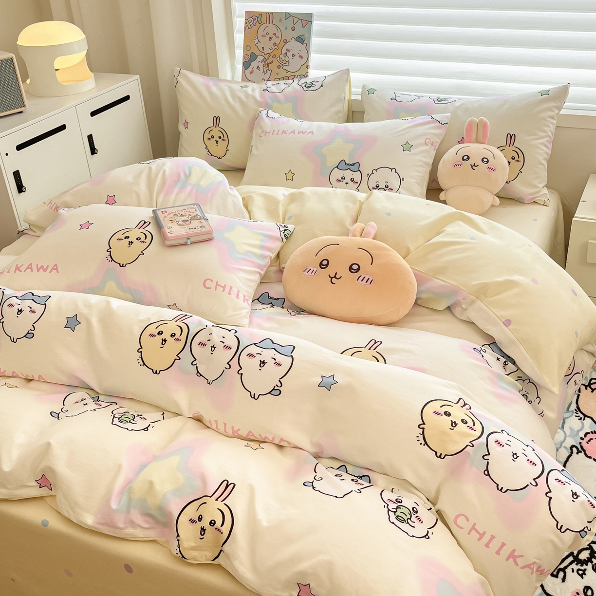 91家纺网 家纺一手货源 找家纺 暮思家居 2026新款正版授权吉伊卡哇全棉纯棉四件套 星星吉伊咔哇