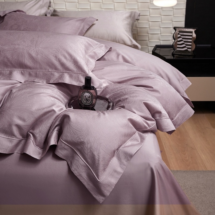 91家纺网 家纺一手货源 找家纺 淳绵家居 2025新款50*50S长绒棉提花A类纯棉四件套-洛奇 洛奇莫奈紫