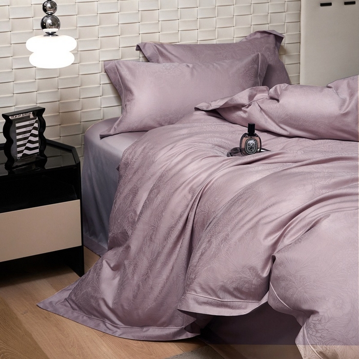 91家纺网 家纺一手货源 找家纺 淳绵家居 2025新款50*50S长绒棉提花A类纯棉四件套-洛奇 洛奇莫奈紫