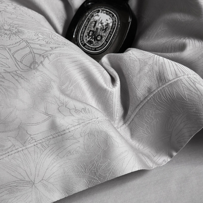 91家纺网 家纺一手货源 找家纺 淳绵家居 2025新款50*50S长绒棉提花A类纯棉四件套-洛奇 洛奇高级灰