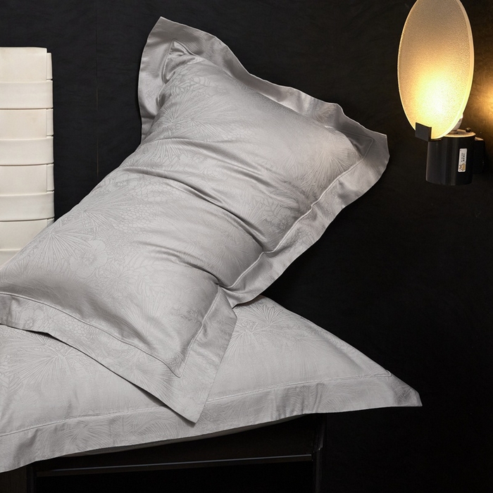 91家纺网 家纺一手货源 找家纺 淳绵家居 2025新款50*50S长绒棉提花A类纯棉四件套-洛奇 洛奇高级灰