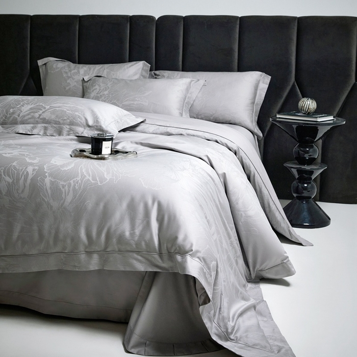 91家纺网 家纺一手货源 找家纺 淳绵家居 2025新款50*50S长绒棉提花A类纯棉四件套-欧若拉 欧若拉-高级灰