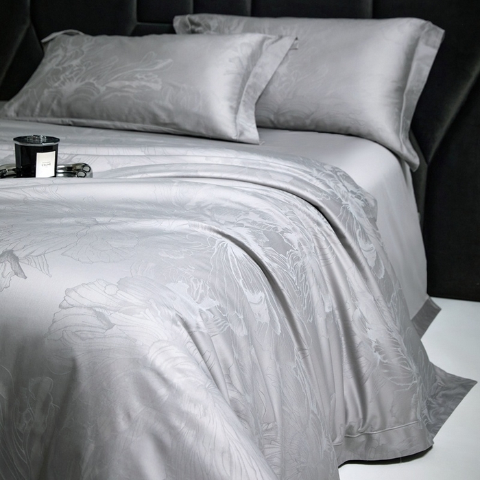 91家纺网 家纺一手货源 找家纺 淳绵家居 2025新款50*50S长绒棉提花A类纯棉四件套-欧若拉 欧若拉-高级灰