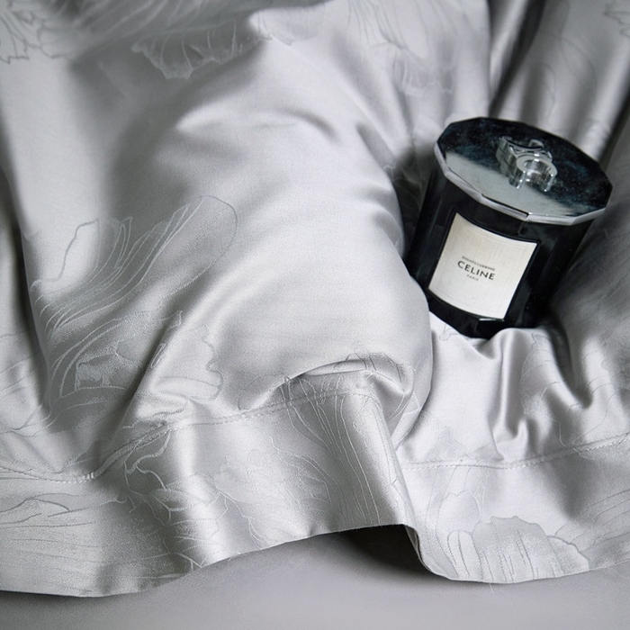 91家纺网 家纺一手货源 找家纺 淳绵家居 2025新款50*50S长绒棉提花A类纯棉四件套-欧若拉 欧若拉-高级灰