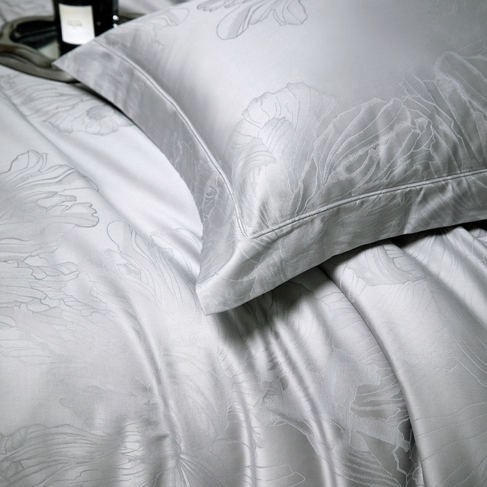 91家纺网 家纺一手货源 找家纺 淳绵家居 2025新款50*50S长绒棉提花A类纯棉四件套-欧若拉 欧若拉-高级灰