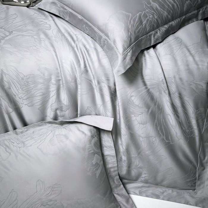 91家纺网 家纺一手货源 找家纺 淳绵家居 2025新款50*50S长绒棉提花A类纯棉四件套-欧若拉 欧若拉-高级灰