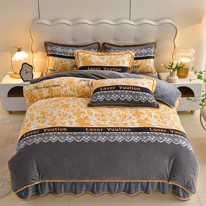 91家纺网 家纺一手货源 找家纺 （总）沐妍家纺 2025新款8斤加厚保暖金貂绒牛奶绒印花四件套