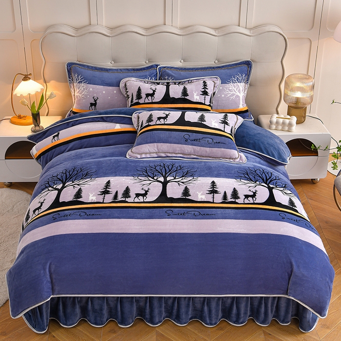 91家纺网 家纺一手货源 找家纺 （总）沐妍家纺 2025新款8斤加厚保暖金貂绒牛奶绒印花四件套