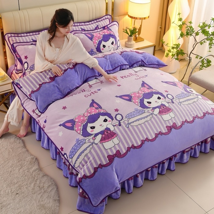 91家纺网 家纺一手货源 找家纺 （总）沐妍家纺 2025新款8斤加厚保暖金貂绒牛奶绒印花四件套