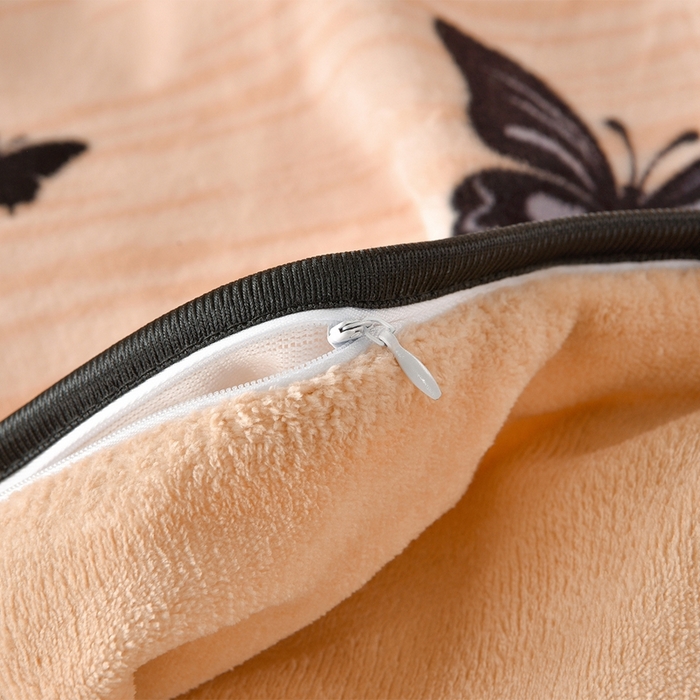 91家纺网 家纺一手货源 找家纺 佳一 2025新款高克重8-9斤印花牛奶绒四件套 梦蝶-咖