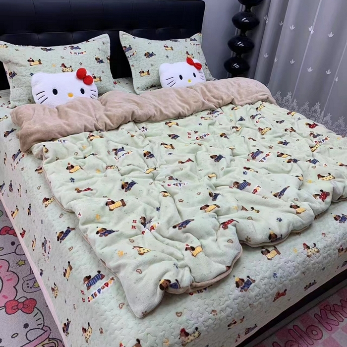 91家纺网 家纺一手货源 找家纺 （总）添越家纺 2025新款简约款牛奶绒床盖四件套