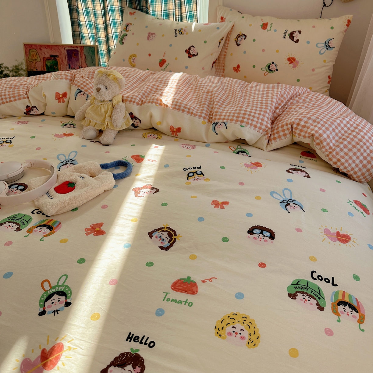 91家纺网 家纺一手货源 找家纺 （总）瑞莱 2026春季新款全棉纯棉印花小清新萌趣系列四件套