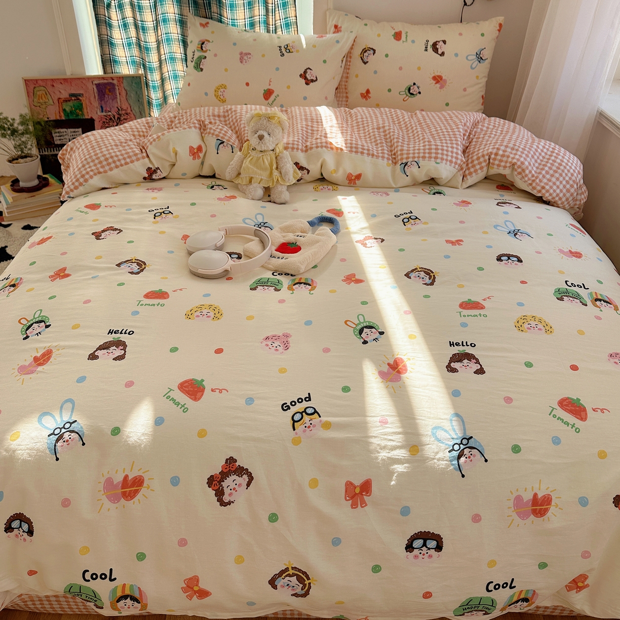 91家纺网 家纺一手货源 找家纺 （总）瑞莱 2026春季新款全棉纯棉印花小清新萌趣系列四件套