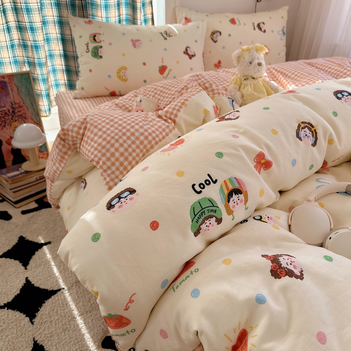 91家纺网 家纺一手货源 找家纺 （总）瑞莱 2026春季新款全棉纯棉印花小清新萌趣系列四件套