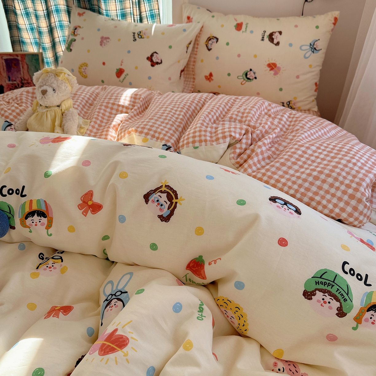 91家纺网 家纺一手货源 找家纺 （总）瑞莱 2026春季新款全棉纯棉印花小清新萌趣系列四件套