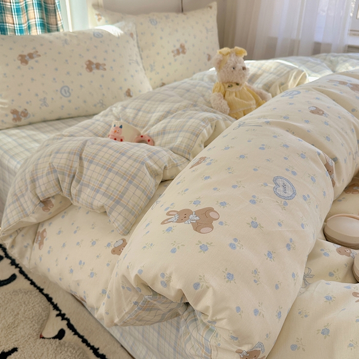 91家纺网 家纺一手货源 找家纺 （总）瑞莱 2026春季新款全棉纯棉印花小清新萌趣系列四件套