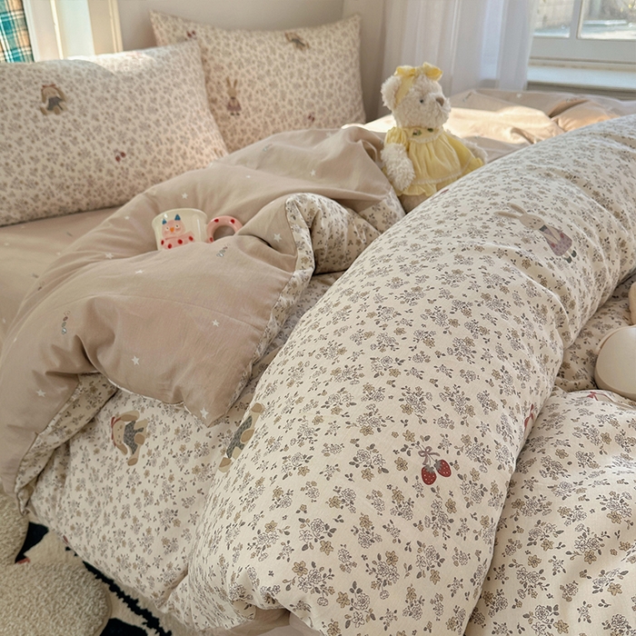 91家纺网 家纺一手货源 找家纺 （总）瑞莱 2026春季新款全棉纯棉印花小清新萌趣系列四件套