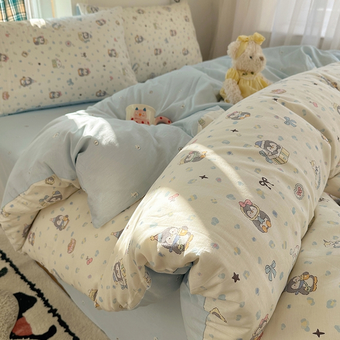 91家纺网 家纺一手货源 找家纺 （总）瑞莱 2026春季新款全棉纯棉印花小清新萌趣系列四件套