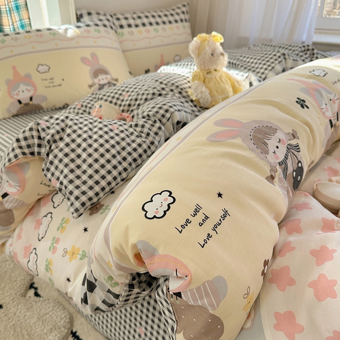 91家纺网 家纺一手货源 找家纺 （总）瑞莱 2026春季新款全棉纯棉印花小清新萌趣系列四件套