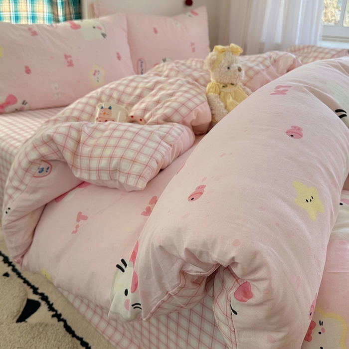 91家纺网 家纺一手货源 找家纺 （总）瑞莱 2026春季新款全棉纯棉印花小清新萌趣系列四件套