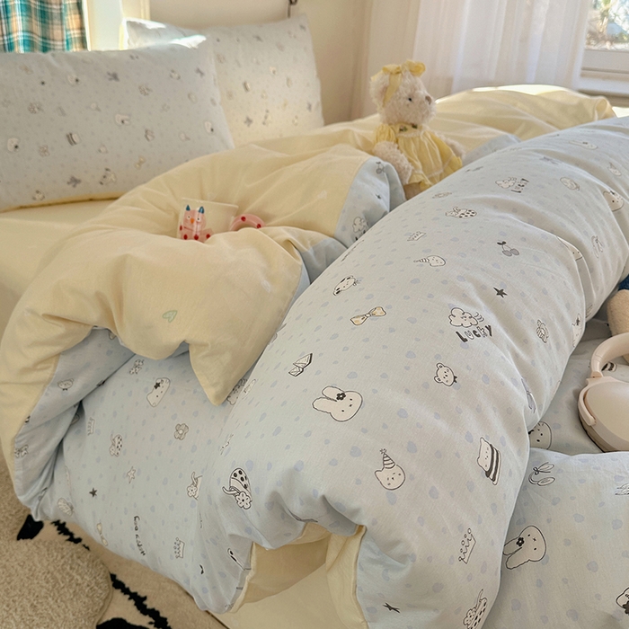 瑞莱 2026春季新款全棉纯棉印花小清新萌趣系列四件套 路灯影院