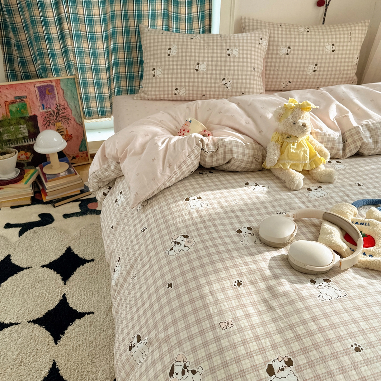 91家纺网 家纺一手货源 找家纺 瑞莱 2026春季新款全棉纯棉印花小清新萌趣系列四件套 莓果小萌