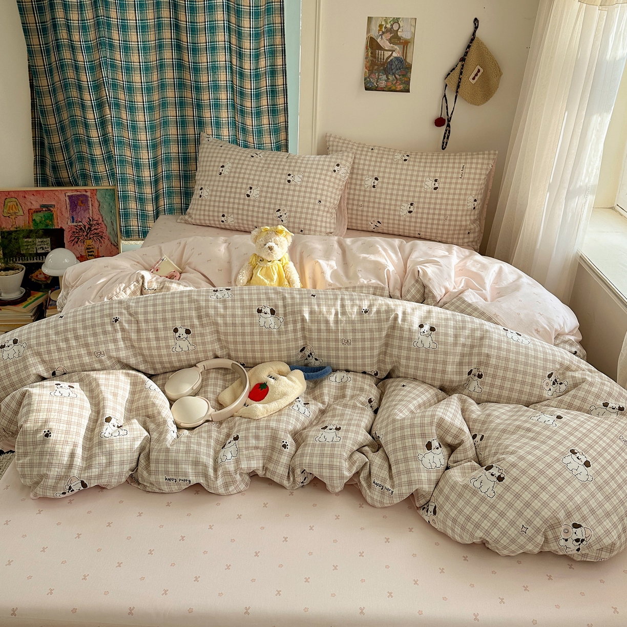 91家纺网 家纺一手货源 找家纺 瑞莱 2026春季新款全棉纯棉印花小清新萌趣系列四件套 莓果小萌