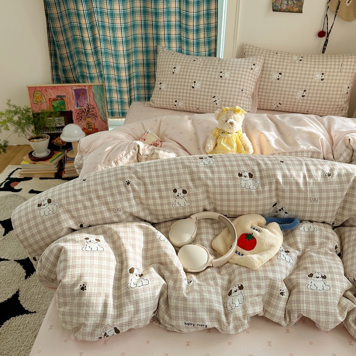 91家纺网 家纺一手货源 找家纺 瑞莱 2026春季新款全棉纯棉印花小清新萌趣系列四件套 莓果小萌