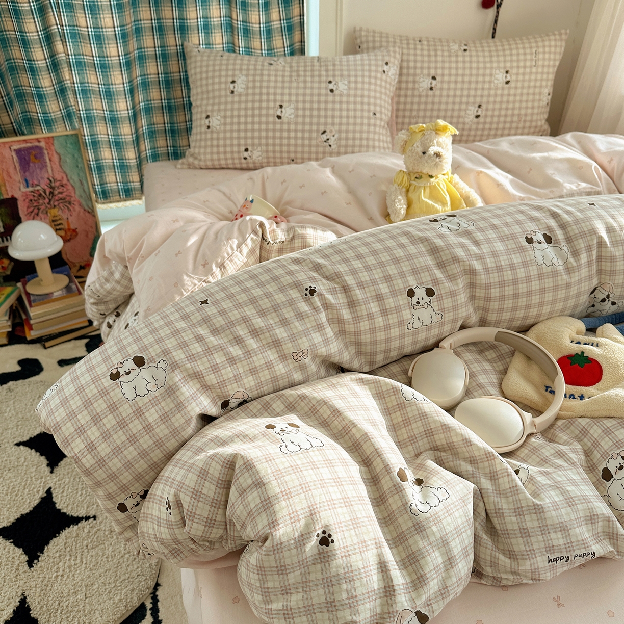 91家纺网 家纺一手货源 找家纺 瑞莱 2026春季新款全棉纯棉印花小清新萌趣系列四件套 莓果小萌