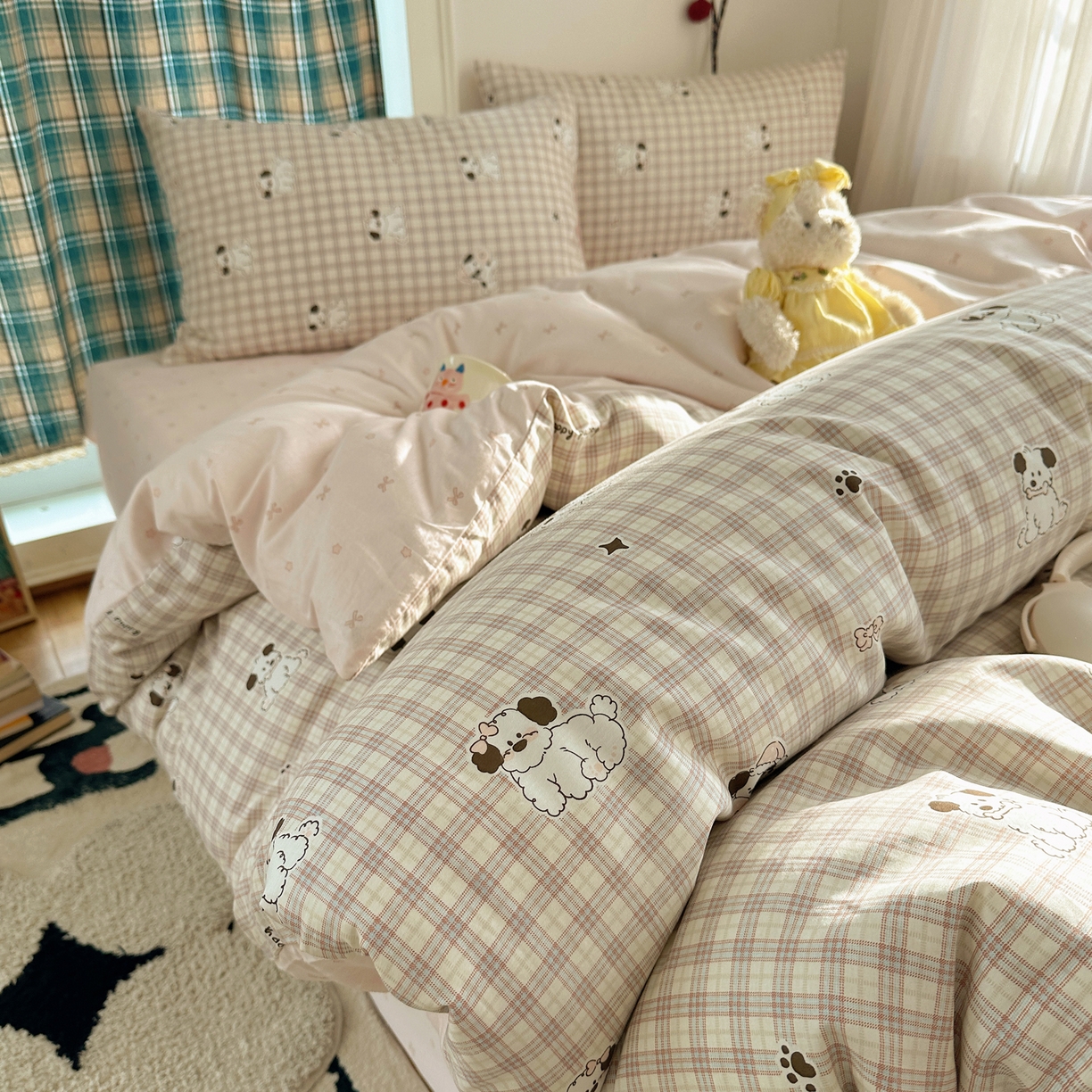 91家纺网 家纺一手货源 找家纺 瑞莱 2026春季新款全棉纯棉印花小清新萌趣系列四件套 莓果小萌