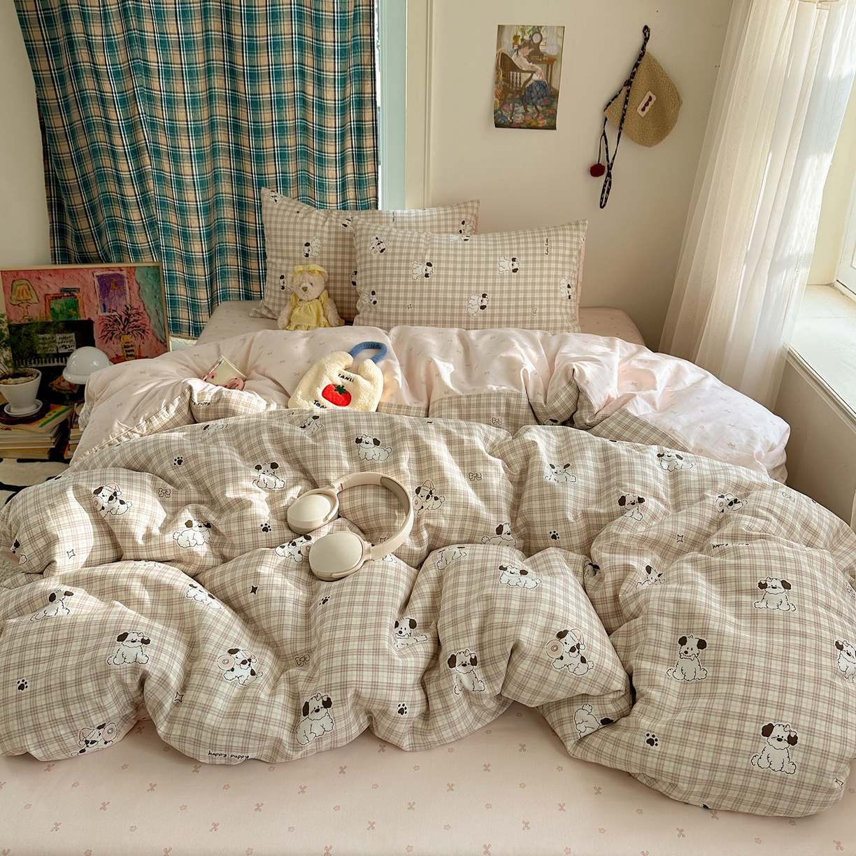 91家纺网 家纺一手货源 找家纺 瑞莱 2026春季新款全棉纯棉印花小清新萌趣系列四件套 莓果小萌