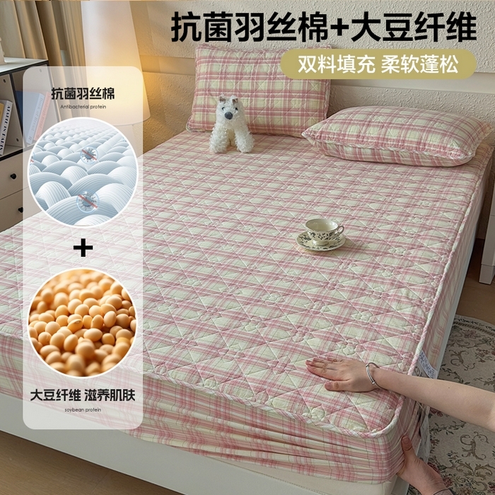 91家纺网 家纺一手货源 找家纺 （总）佳笠家居 2025新款A类全棉色织水洗棉大豆棉夹棉床笠-半糖系列