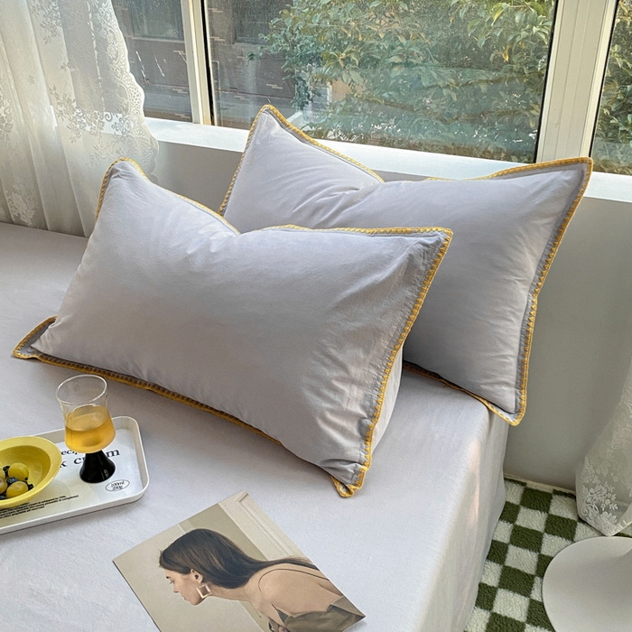 91家纺网 家纺一手货源 找家纺 （总）泽西家纺+V17798841158发大图 2026新款无印风三角纯棉水洗棉全棉纯棉贝壳绣枕套单品枕套枕套单件