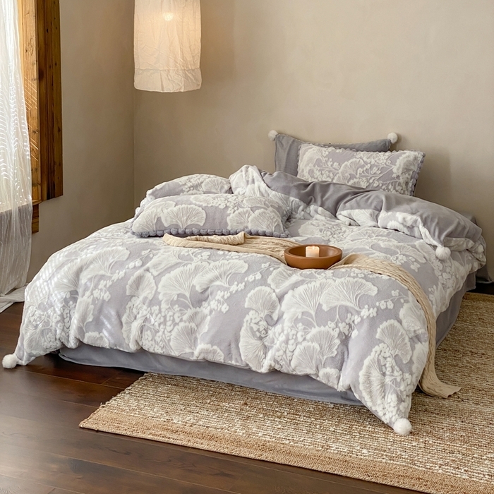 91家纺网 家纺一手货源 找家纺 （总）玉宇阁家居 2025新款亲肤舒适兔毛雕花绒提花雕花牛奶绒四件套-雪国来信 控价：238/318/338/328/328/338（券后控价）