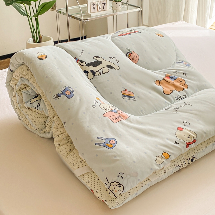 91家纺网 家纺一手货源 找家纺 缦卡琳家纺 2025新款水洗棉纤维羽丝棉床垫 萌宠乐园