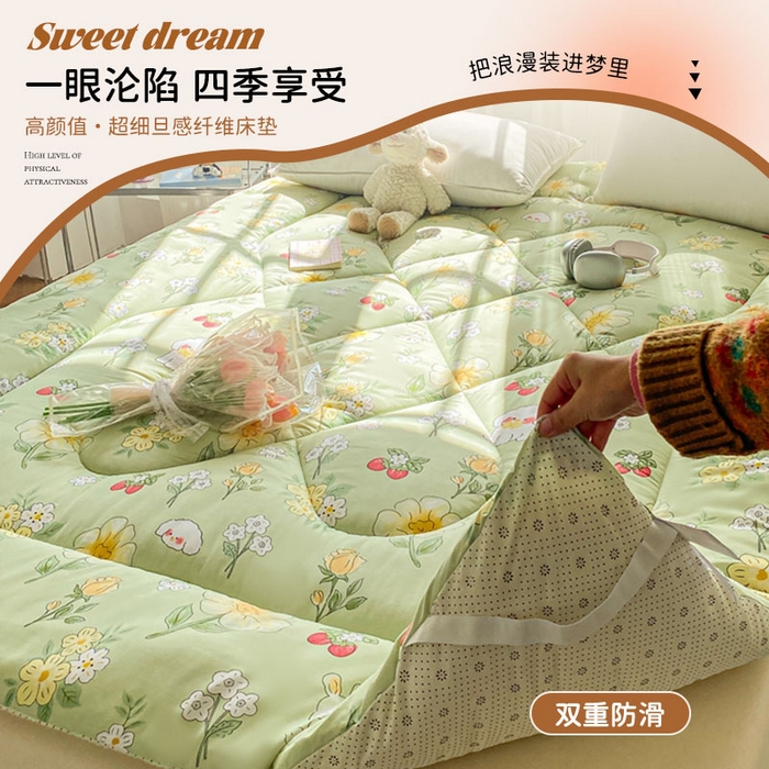 缦卡琳家纺 2025新款水洗棉纤维羽丝棉床垫 樱桃之恋