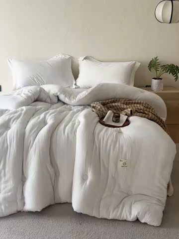 91家纺网 家纺一手货源 找家纺 （总）有货 2025新款A类全棉云感皱皱纱纱蚕丝蛋白被