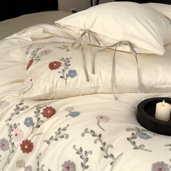 91家纺网 家纺一手货源 找家纺 鹿班家居 2026春季新品100S长绒棉毛巾绣系列-雨润花颜（标准会员-20元） 白色