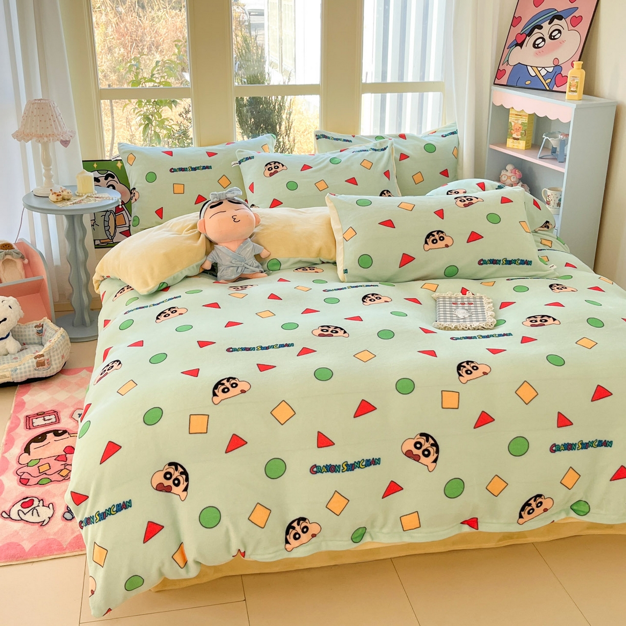 91家纺网 家纺一手货源 找家纺 （总）桃子家居 2026新款A类蜡笔小新正版授权卡通加厚高克重牛奶绒系列四件套