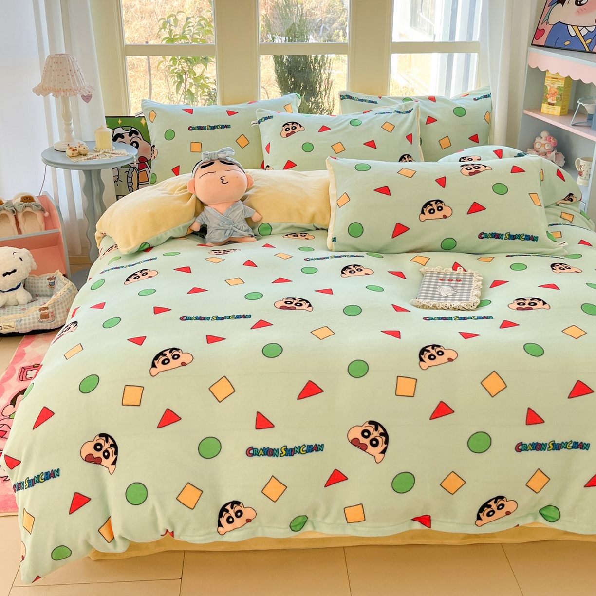 91家纺网 家纺一手货源 找家纺 （总）桃子家居 2026新款A类蜡笔小新正版授权卡通加厚高克重牛奶绒系列四件套