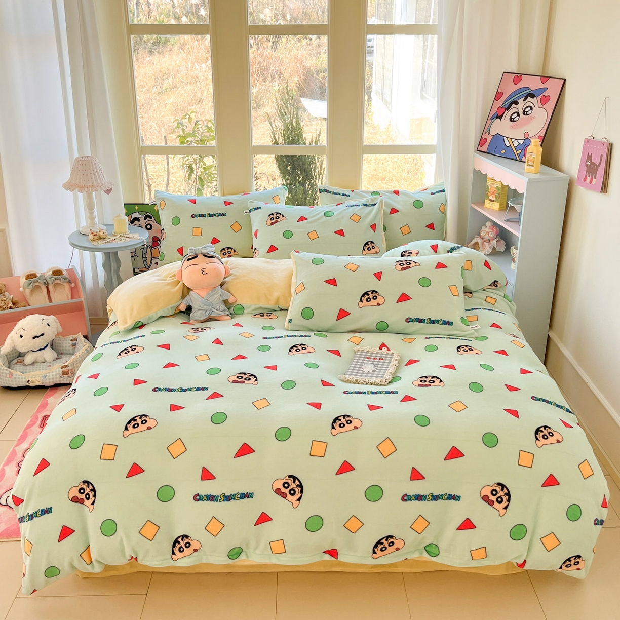 91家纺网 家纺一手货源 找家纺 （总）桃子家居 2026新款A类蜡笔小新正版授权卡通加厚高克重牛奶绒系列四件套