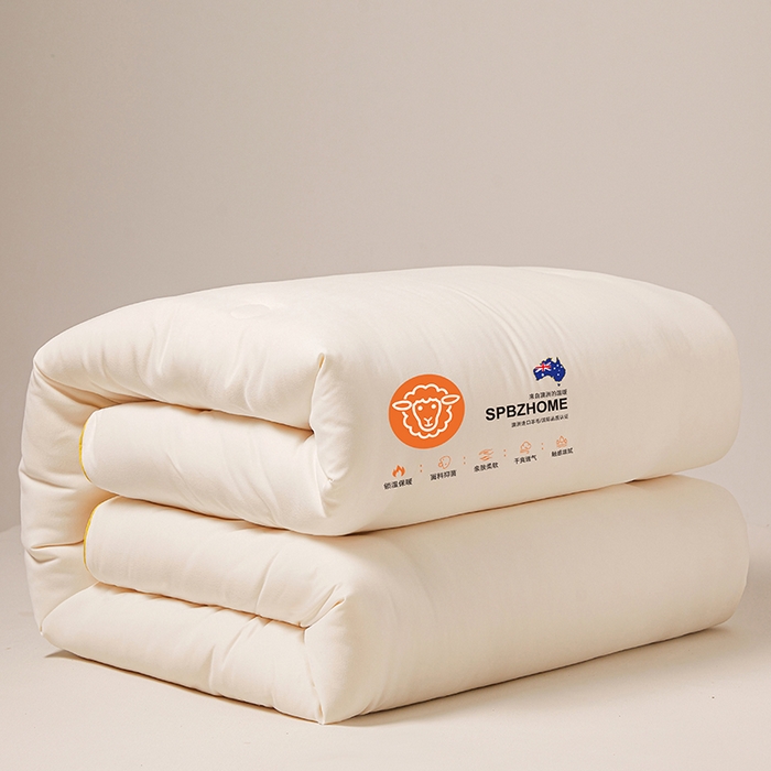 91家纺网 家纺一手货源 找家纺 阳光被业 2026新款A类羊毛被被子被芯加厚羊毛冬被春秋学生被芯 米白