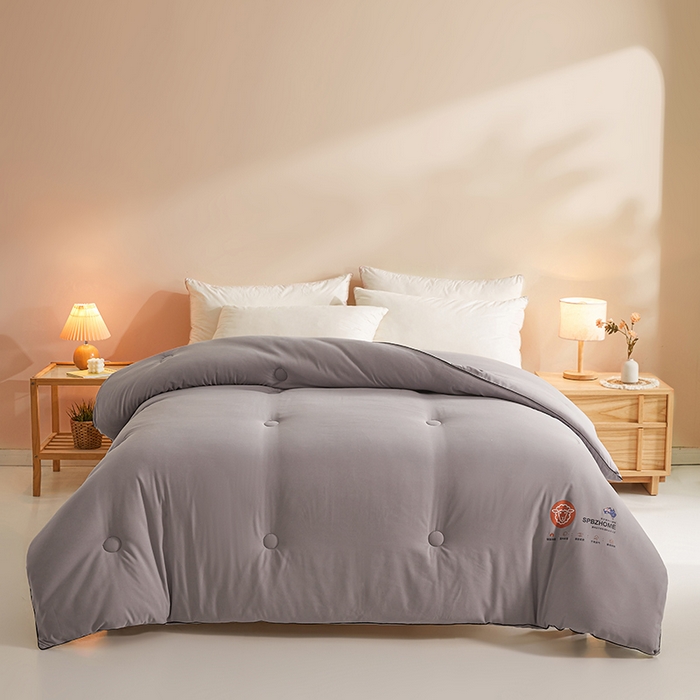 91家纺网 家纺一手货源 找家纺 阳光被业 2026新款A类羊毛被被子被芯加厚羊毛冬被春秋学生被芯 深灰