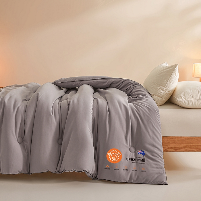 91家纺网 家纺一手货源 找家纺 阳光被业 2026新款A类羊毛被被子被芯加厚羊毛冬被春秋学生被芯 深灰