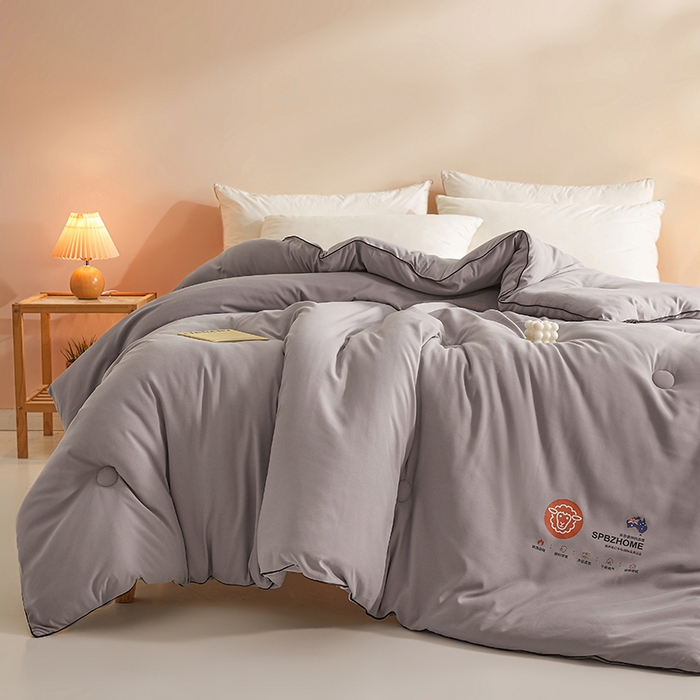 91家纺网 家纺一手货源 找家纺 阳光被业 2026新款A类羊毛被被子被芯加厚羊毛冬被春秋学生被芯 深灰