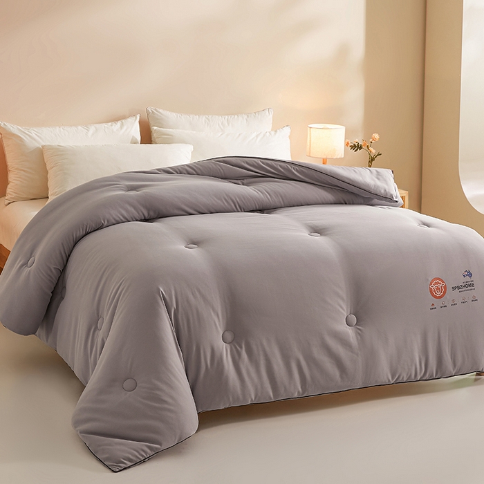 91家纺网 家纺一手货源 找家纺 阳光被业 2026新款A类羊毛被被子被芯加厚羊毛冬被春秋学生被芯 深灰