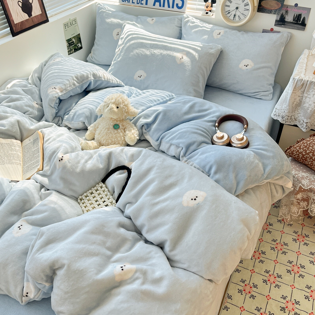 91家纺网 家纺一手货源 找家纺 【12.26周五秒杀 三人助力49.9带回家】卡通牛奶绒四件套