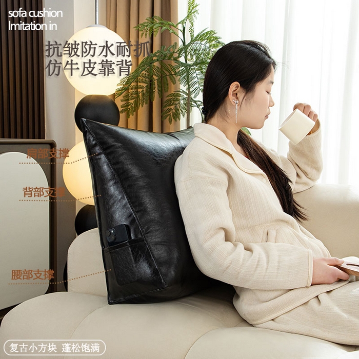 沐沐家纺 2026新品油蜡皮靠背 黑色